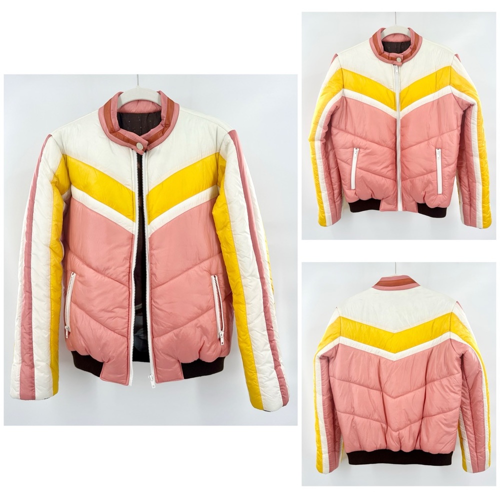 MOTHER 70’s Peak Puffer Jacket in Action Jackson Sienna NEW
